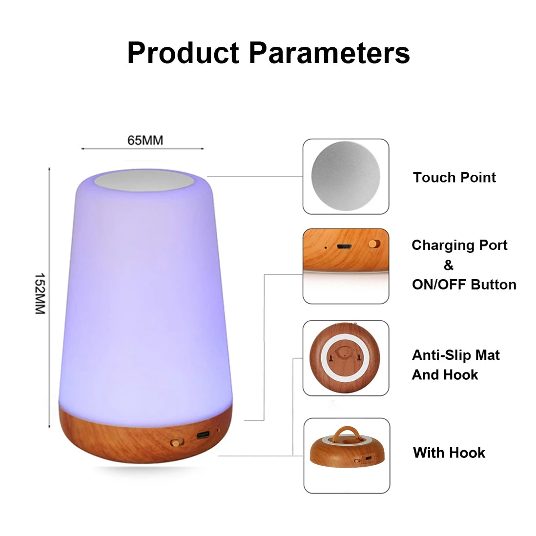 Luxury Bedside Lamp RGB Table Lamp Modern Nightstand Lamp LED Ambient Light for Bedroom Living Room Desk Home Decor