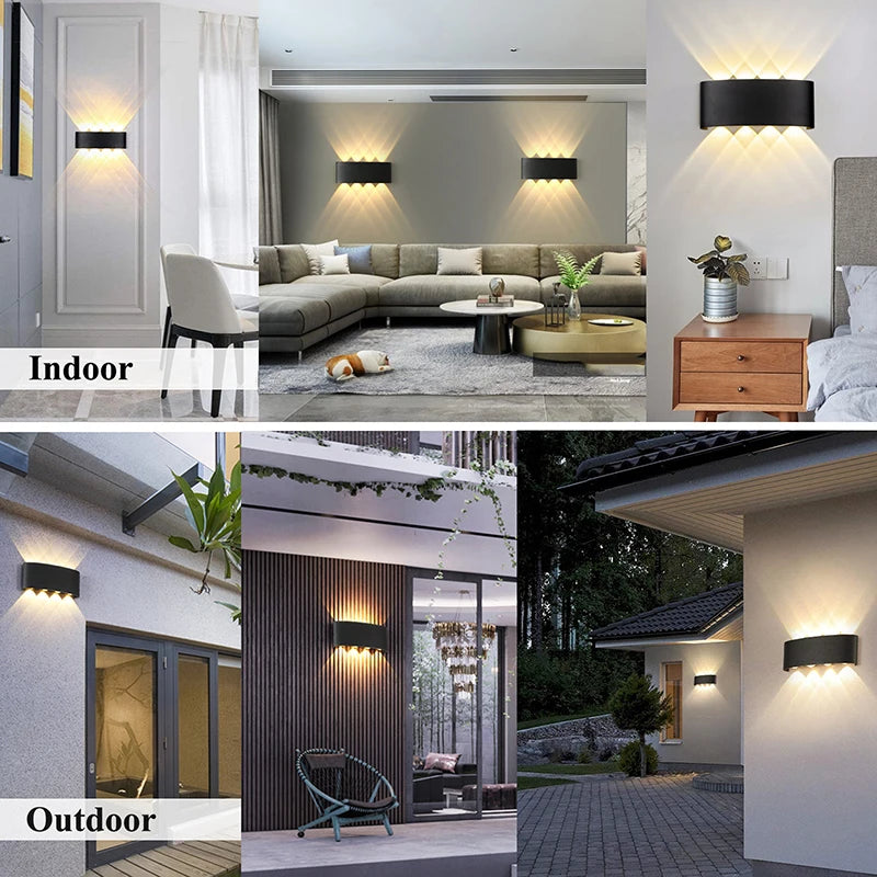 Wall Lamp Modern LED Outdoor Wall Lamp Luxury Waterproof Exterior Wall Sconce Up Down Light Contemporary Outdoor Lighting Fixture Black Aluminum Porch Light Patio Garden Villa Entryway Facade Balcony Wall Mounted Lamp