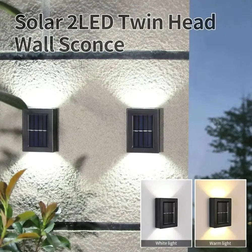 Solar Wall Lamp Outdoor LED Wall Lamp Modern Luxury Waterproof Exterior Light Solar Powered Up Down Wall Sconce Contemporary Garden Porch Patio Fence Villa Balcony Security Outdoor Lighting Fixture
