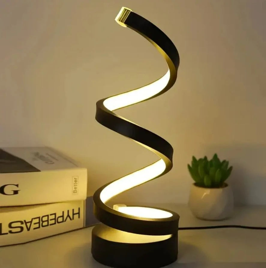 Luxury Modern Spiral LED Bedside Lamp, Designer Desk Table Lamp, Contemporary Decorative Nightstand Light, Minimalist Ambient Lighting, Elegant Bedroom Lamp, USB LED Night Light, Artistic Twisted Lamp for Bedroom Living Room Office Home Decor