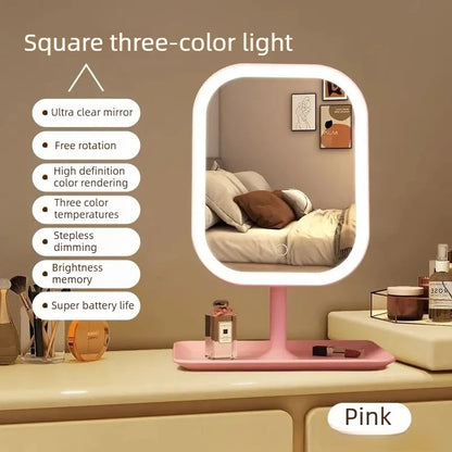 Vanity Makeup Mirror LED Lighted Decorative Mirror Tabletop Makeup Mirror with Touch Control for Bedroom Bathroom Dressing Table Home Decor