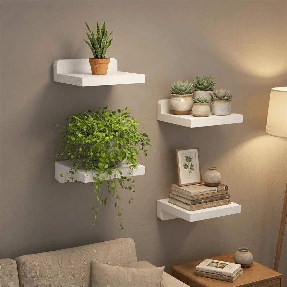 Floating Shelves Modern 4PCS Decorative Wall Shelves Small Wall Mounted Storage Shelves for Bathroom Kitchen Bedroom Living Room