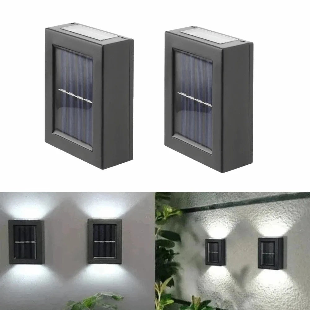 Solar Wall Lamp Outdoor LED Wall Lamp Modern Luxury Waterproof Exterior Light Solar Powered Up Down Wall Sconce Contemporary Garden Porch Patio Fence Villa Balcony Security Outdoor Lighting Fixture