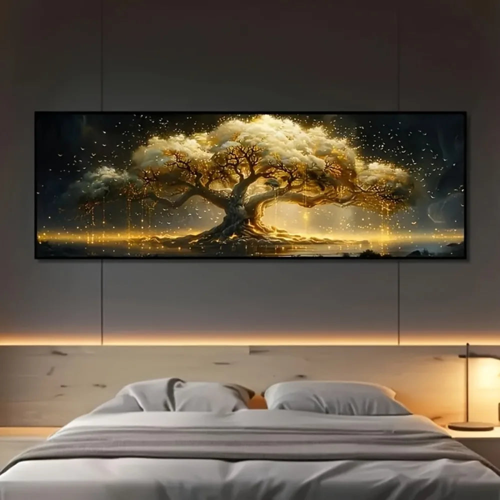Wall Art Luxury Canvas Print Modern Abstract Tree Painting Large Unframed Canvas Wall Decor for Living Room Bedroom Office Home Decoration
