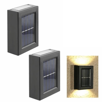 Solar Wall Lamp Outdoor LED Wall Lamp Modern Luxury Waterproof Exterior Light Solar Powered Up Down Wall Sconce Contemporary Garden Porch Patio Fence Villa Balcony Security Outdoor Lighting Fixture