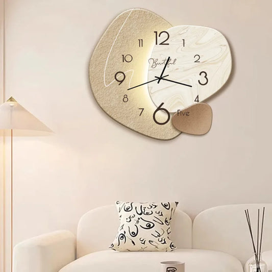 Luxury Modern LED Wall Clock Minimalist Nordic Designer Silent Decorative Wall Clock for Living Room Kitchen Bedroom – Large Contemporary Acrylic Glow Wall Decor