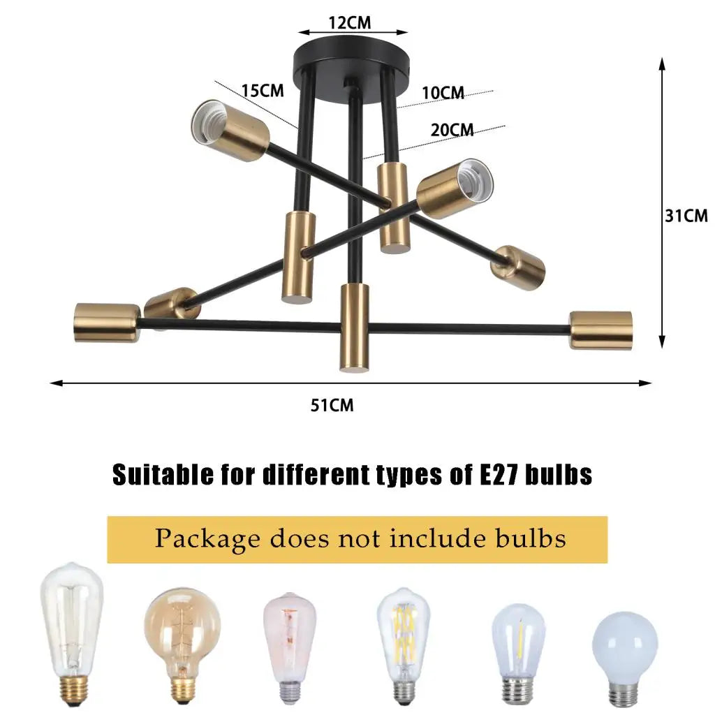 Ceiling Lights Luxury Modern Ceiling Lamp Ceiling Chandelier Hotel Lighting Fixture LED Sputnik Chandelier Nordic Ceiling Light Contemporary Bedroom Living Room Dining Room Foyer Hallway Restaurant Decorative Ceiling Lighting Gold Black Designer Lamp