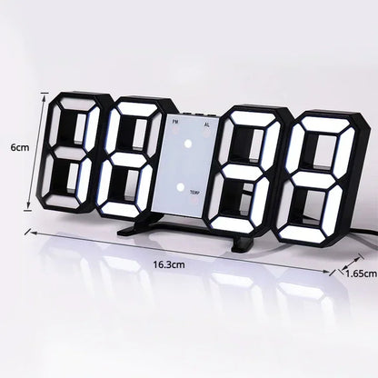 Digital Wall Clock 3D LED Modern Minimalist Large Display Clock USB Powered Silent Desk Clock with Night Light for Bedroom Living Room Office Home