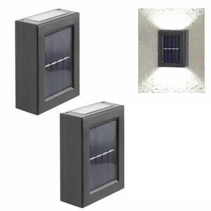 Solar Wall Lamp Outdoor LED Wall Lamp Modern Luxury Waterproof Exterior Light Solar Powered Up Down Wall Sconce Contemporary Garden Porch Patio Fence Villa Balcony Security Outdoor Lighting Fixture