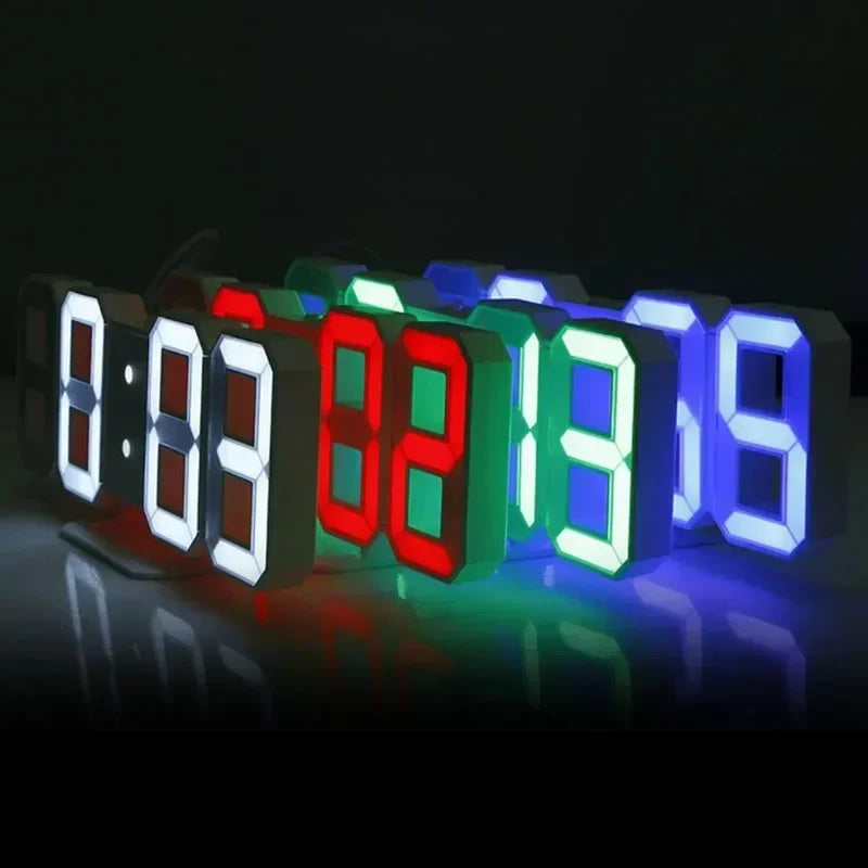 Digital Wall Clock 3D LED Modern Minimalist Large Display Clock USB Powered Silent Desk Clock with Night Light for Bedroom Living Room Office Home