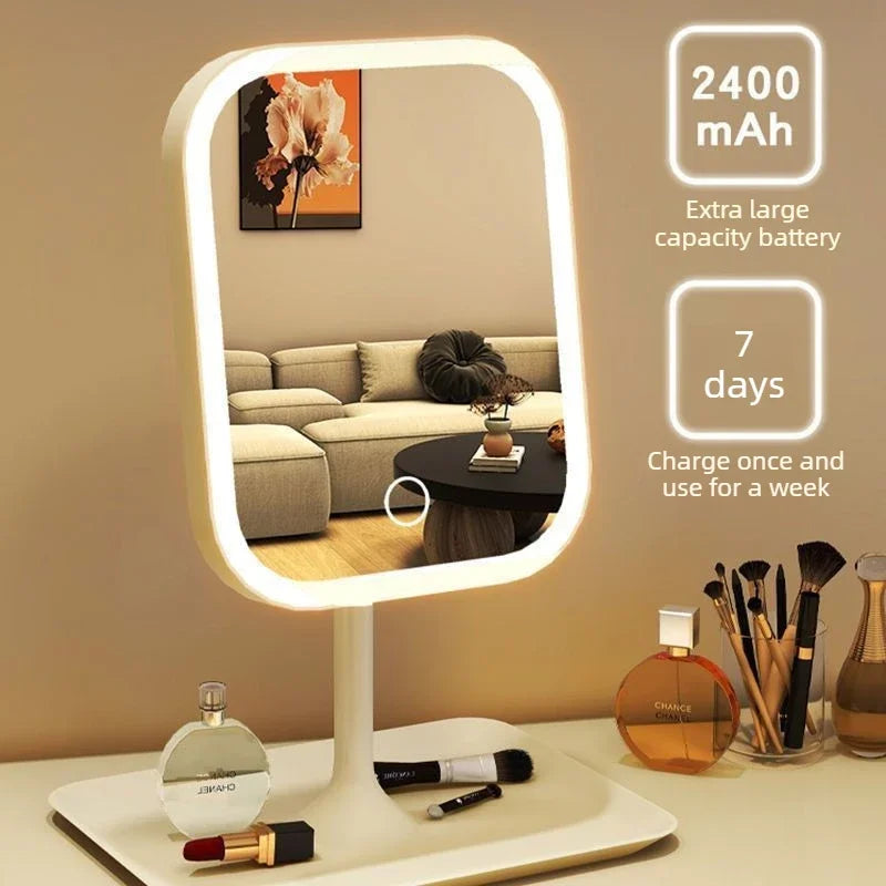Vanity Makeup Mirror LED Lighted Decorative Mirror Tabletop Makeup Mirror with Touch Control for Bedroom Bathroom Dressing Table Home Decor