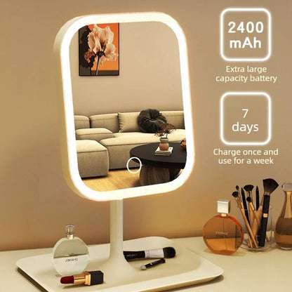 Vanity Makeup Mirror LED Lighted Decorative Mirror Tabletop Makeup Mirror with Touch Control for Bedroom Bathroom Dressing Table Home Decor