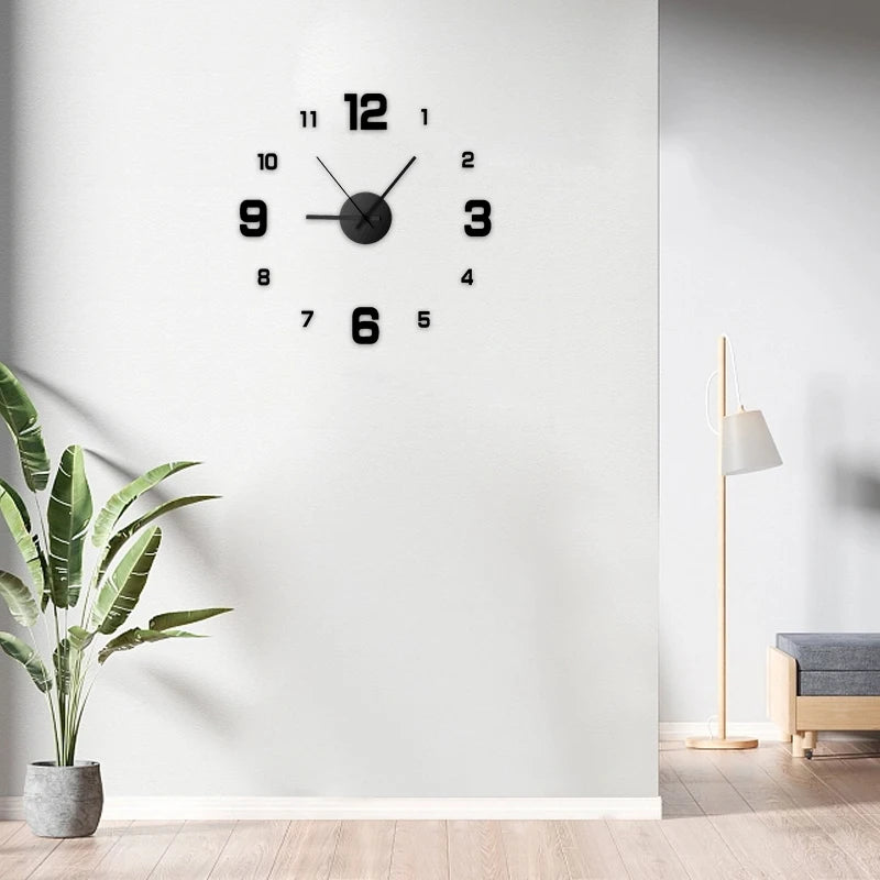 Luxury Wall Clock Modern Frameless Acrylic DIY Wall Clock Large Silent Decorative Wall Clock Minimalist Wall Stickers Clock for Living Room Kitchen