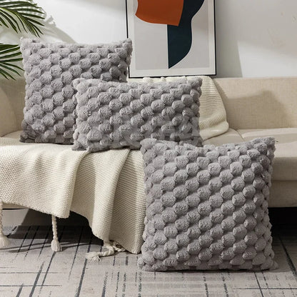 Pillowcase 3D Soft Plush Throw Pillow Cover 1PC Decorative Cushion Cover Luxury Textured Bubble Pillowcase Cozy Fluffy Sofa Cushion Cover Modern Home Decor Square Plush Pillow Cover for Couch