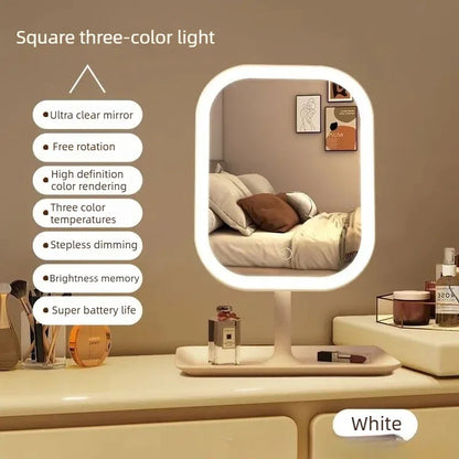 Vanity Makeup Mirror LED Lighted Decorative Mirror Tabletop Makeup Mirror with Touch Control for Bedroom Bathroom Dressing Table Home Decor
