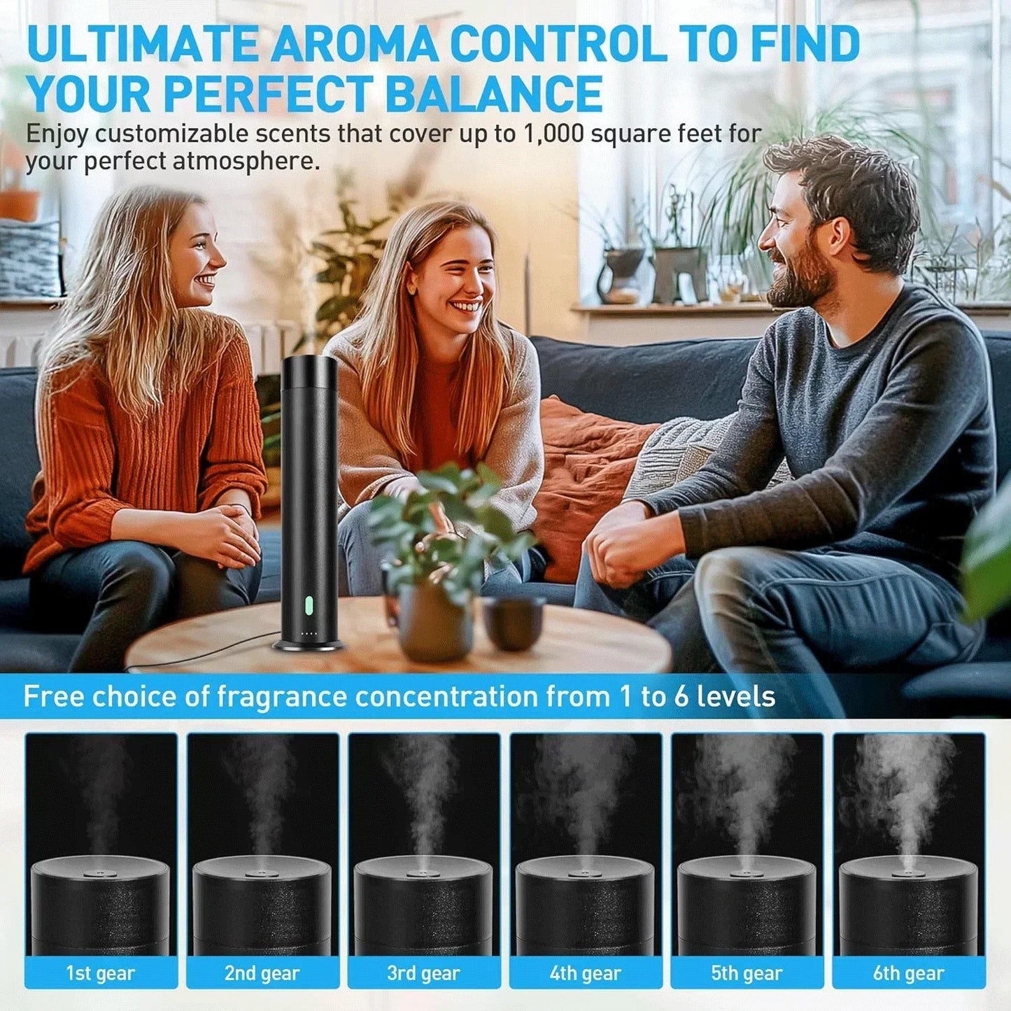 Luxury Diffuser Smart, Essential Oil Aroma Diffuser, Hotel Collection Scent Diffuser, WiFi & Remote Control Aromatherapy Diffuser, Premium Home Fragrance Machine, Modern Ultrasonic Diffuser, Bedroom Living Room Air Humidifier