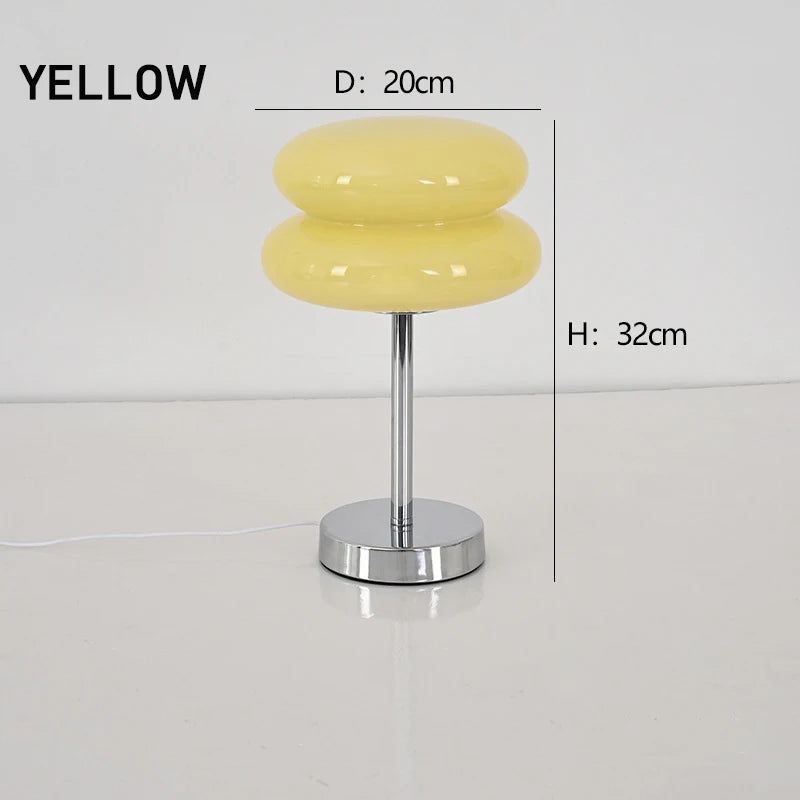 Table Lamp Bedside Lamp Luxury Macaron Modern LED Night Light Hotel Bedroom Decor Designer Glass Mushroom Lamp Nordic Minimalist Bedside Table Light Living Room Reading Lamp Ambient Lighting Contemporary