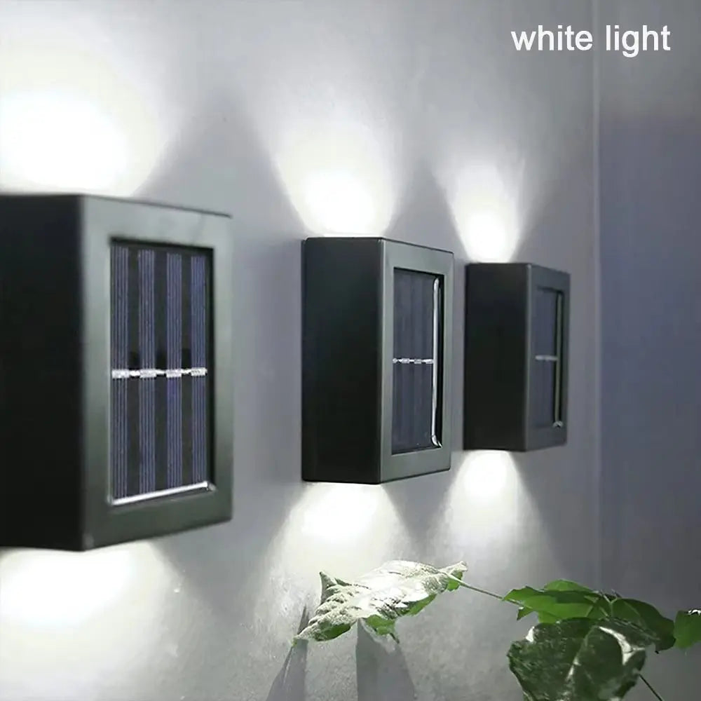 Solar Wall Lamp Outdoor LED Wall Lamp Modern Luxury Waterproof Exterior Light Solar Powered Up Down Wall Sconce Contemporary Garden Porch Patio Fence Villa Balcony Security Outdoor Lighting Fixture