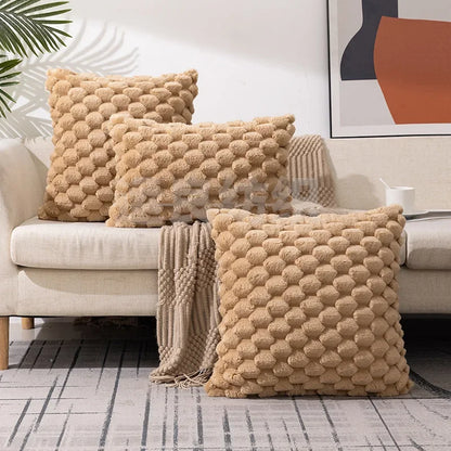 Pillowcase 3D Soft Plush Throw Pillow Cover 1PC Decorative Cushion Cover Luxury Textured Bubble Pillowcase Cozy Fluffy Sofa Cushion Cover Modern Home Decor Square Plush Pillow Cover for Couch