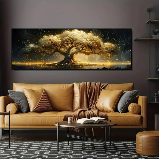 Wall Art Luxury Canvas Print Modern Abstract Tree Painting Large Unframed Canvas Wall Decor for Living Room Bedroom Office Home Decoration