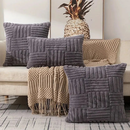 Cushion Covers Pillowcase Throw Pillow Cover Boho Faux Fur Plush 1 Pc Soft Decorative Cushion Cover Modern Textured Pillowcase for Sofa Couch Bed Living Room