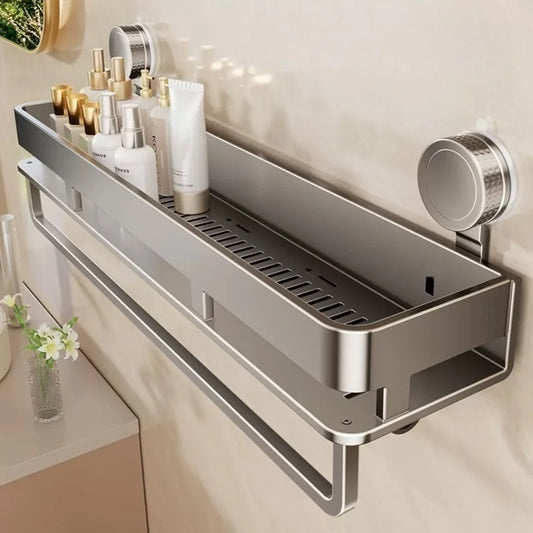 Shower Caddy Suction Cup Bathroom Organizer No Drilling Required Bathroom Shelf Wall Mounted Storage Rack Rustproof Shower Shelf Bathroom Accessories Shampoo Holder Soap Storage Kitchen Organizer Space Saving