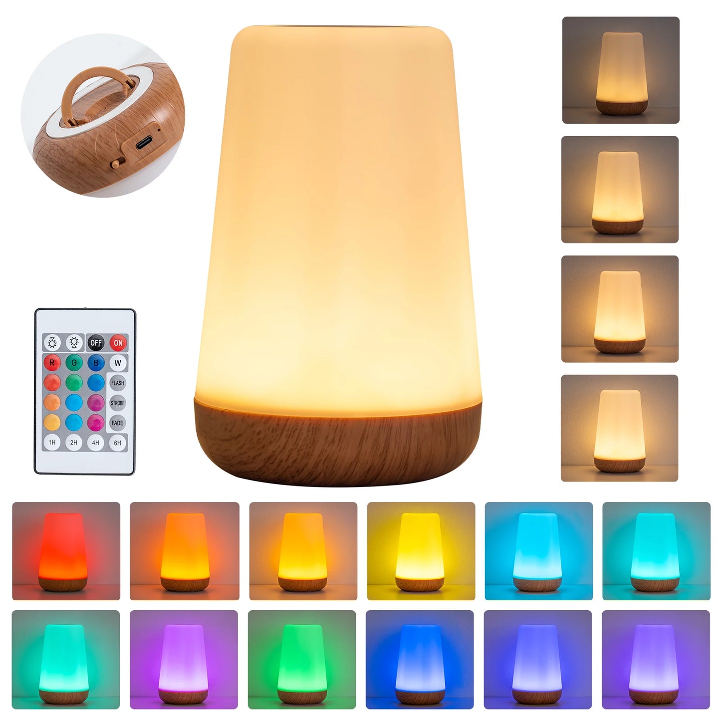 Luxury Bedside Lamp RGB Table Lamp Modern Nightstand Lamp LED Ambient Light for Bedroom Living Room Desk Home Decor