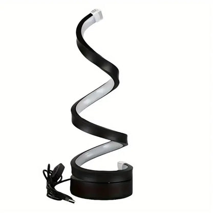 Luxury Modern Spiral LED Bedside Lamp, Designer Desk Table Lamp, Contemporary Decorative Nightstand Light, Minimalist Ambient Lighting, Elegant Bedroom Lamp, USB LED Night Light, Artistic Twisted Lamp for Bedroom Living Room Office Home Decor