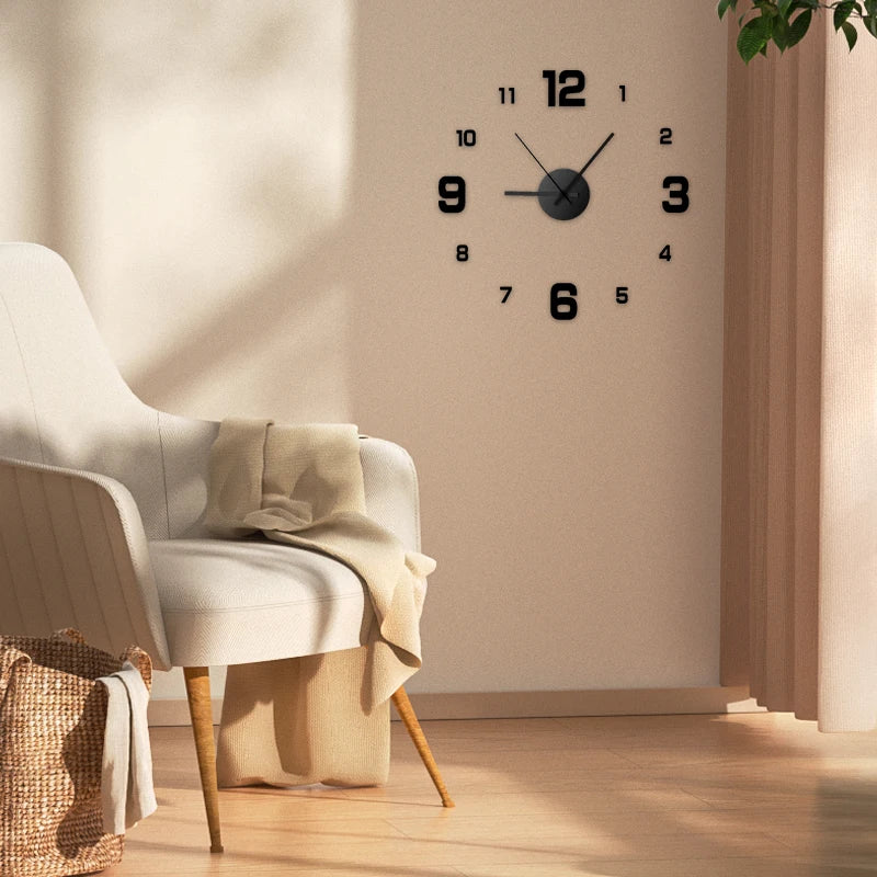 Luxury Wall Clock Modern Frameless Acrylic DIY Wall Clock Large Silent Decorative Wall Clock Minimalist Wall Stickers Clock for Living Room Kitchen