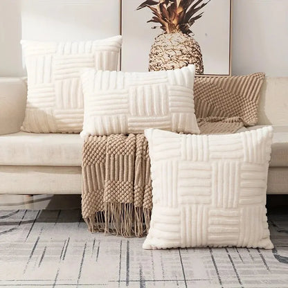 Cushion Covers Pillowcase Throw Pillow Cover Boho Faux Fur Plush 1 Pc Soft Decorative Cushion Cover Modern Textured Pillowcase for Sofa Couch Bed Living Room