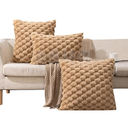Pillowcase 3D Soft Plush Throw Pillow Cover 1PC Decorative Cushion Cover Luxury Textured Bubble Pillowcase Cozy Fluffy Sofa Cushion Cover Modern Home Decor Square Plush Pillow Cover for Couch