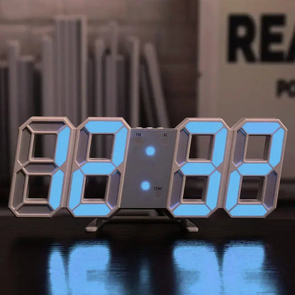 Digital Wall Clock 3D LED Modern Minimalist Large Display Clock USB Powered Silent Desk Clock with Night Light for Bedroom Living Room Office Home