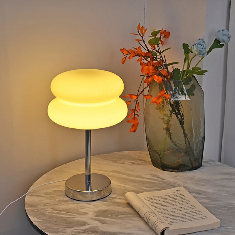 Table Lamp Bedside Lamp Luxury Macaron Modern LED Night Light Hotel Bedroom Decor Designer Glass Mushroom Lamp Nordic Minimalist Bedside Table Light Living Room Reading Lamp Ambient Lighting Contemporary