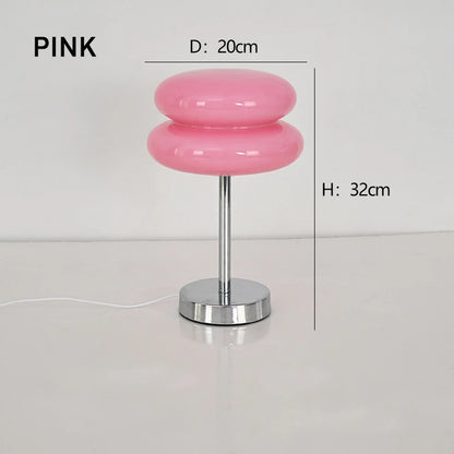Table Lamp Bedside Lamp Luxury Macaron Modern LED Night Light Hotel Bedroom Decor Designer Glass Mushroom Lamp Nordic Minimalist Bedside Table Light Living Room Reading Lamp Ambient Lighting Contemporary