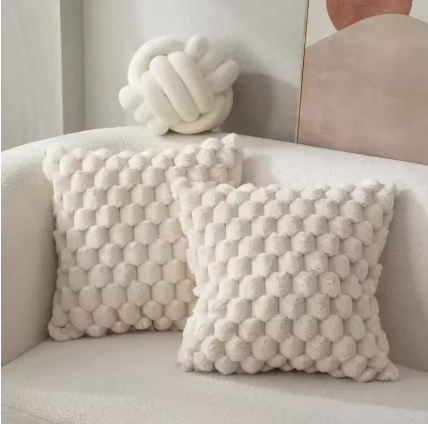 Pillowcase 3D Soft Plush Throw Pillow Cover 1PC Decorative Cushion Cover Luxury Textured Bubble Pillowcase Cozy Fluffy Sofa Cushion Cover Modern Home Decor Square Plush Pillow Cover for Couch