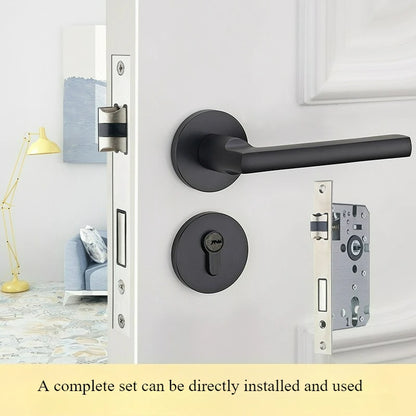 Door Handle Luxury Solid Wood Door Handle Silent Split Lock Modern Interior Door Lever Handle Matte Black Bedroom Bathroom Privacy Lock Minimalist Contemporary Home Hardware Heavy Duty Door Handle Set