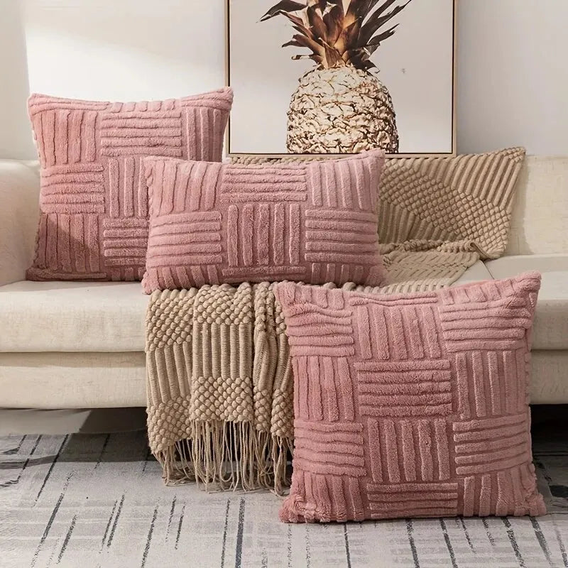 Cushion Covers Pillowcase Throw Pillow Cover Boho Faux Fur Plush 1 Pc Soft Decorative Cushion Cover Modern Textured Pillowcase for Sofa Couch Bed Living Room