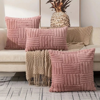 Cushion Covers Pillowcase Throw Pillow Cover Boho Faux Fur Plush 1 Pc Soft Decorative Cushion Cover Modern Textured Pillowcase for Sofa Couch Bed Living Room