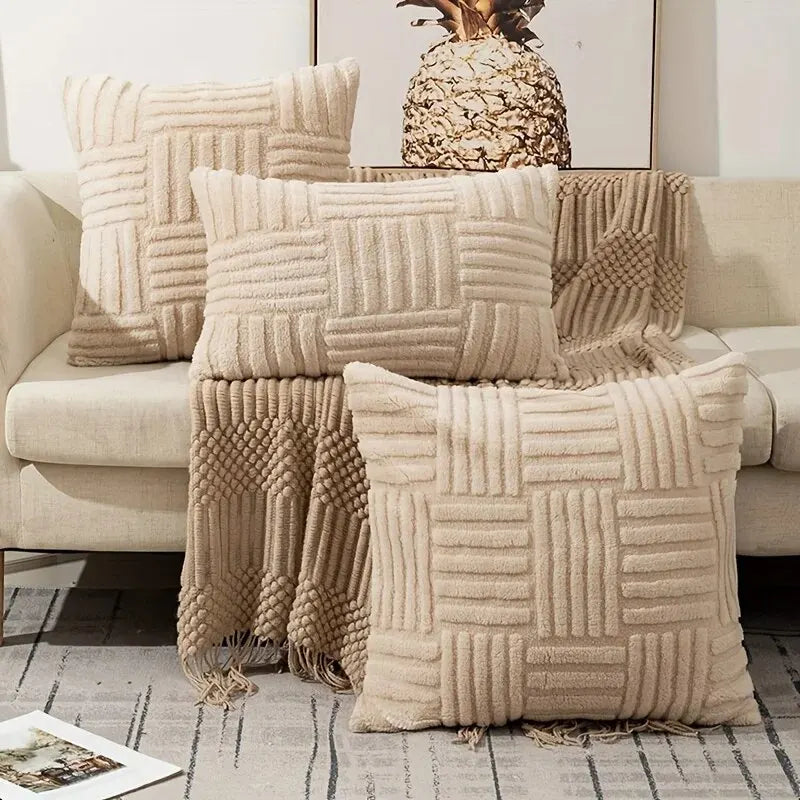 Cushion Covers Pillowcase Throw Pillow Cover Boho Faux Fur Plush 1 Pc Soft Decorative Cushion Cover Modern Textured Pillowcase for Sofa Couch Bed Living Room