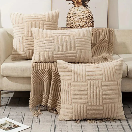 Cushion Covers Pillowcase Throw Pillow Cover Boho Faux Fur Plush 1 Pc Soft Decorative Cushion Cover Modern Textured Pillowcase for Sofa Couch Bed Living Room