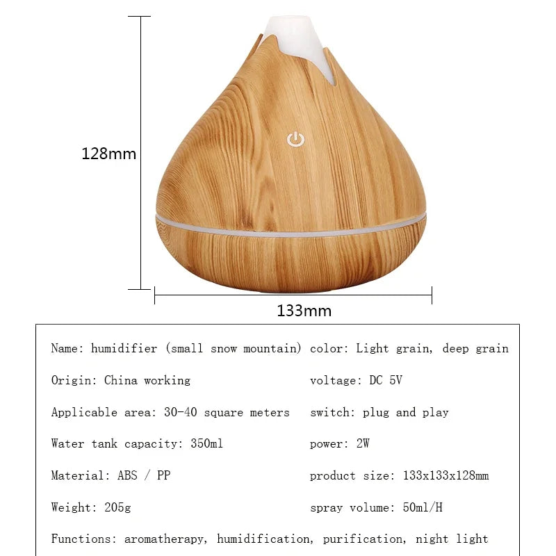 Diffuser Aroma Oil Diffuser Ultrasonic Essential Oil Diffuser Air Humidifier with LED Night Light for Bedroom Living Room Office Home Decor