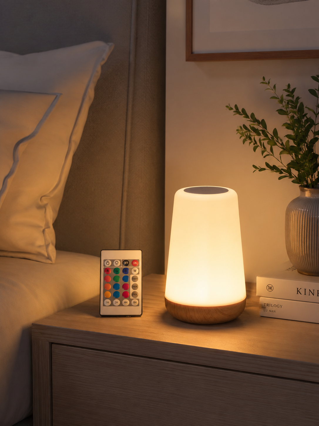 Luxury Bedside Lamp RGB Table Lamp Modern Nightstand Lamp LED Ambient Light for Bedroom Living Room Desk Home Decor