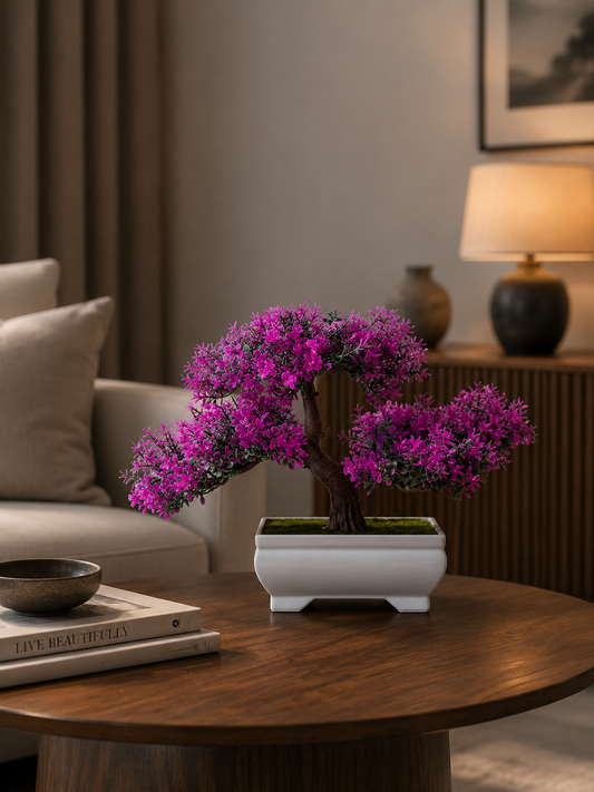 Bonsai Tree, Fake Bonsai Plant, Decorative Artificial Flower, Faux Indoor Plant, Mini Potted Bonsai Tree, Luxury Hotel Garden Decor, Desktop Tabletop Decoration, Realistic Greenery Ornament, Modern Living Room Shelf Decor