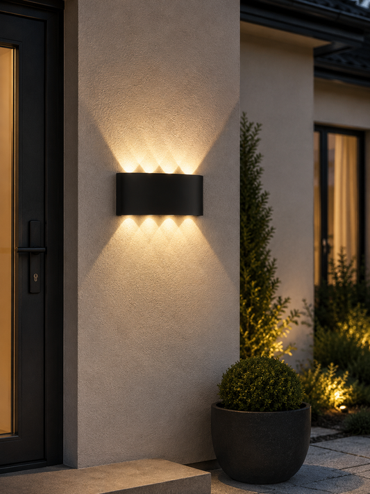 Wall Lamp Modern LED Outdoor Wall Lamp Luxury Waterproof Exterior Wall Sconce Up Down Light Contemporary Outdoor Lighting Fixture Black Aluminum Porch Light Patio Garden Villa Entryway Facade Balcony Wall Mounted Lamp