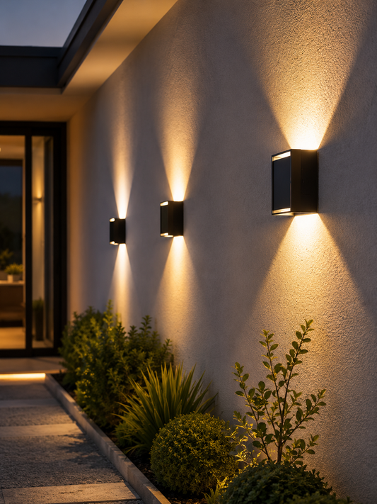 Solar Wall Lamp Outdoor LED Wall Lamp Modern Luxury Waterproof Exterior Light Solar Powered Up Down Wall Sconce Contemporary Garden Porch Patio Fence Villa Balcony Security Outdoor Lighting Fixture