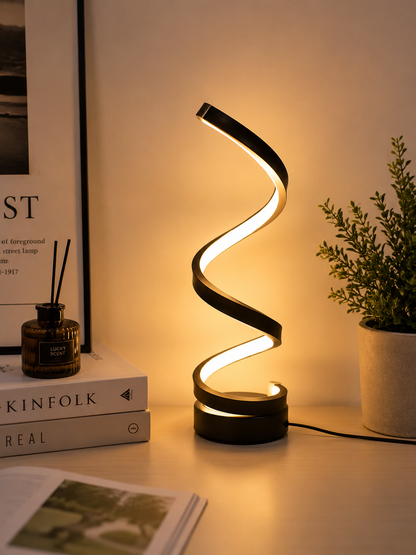 Luxury Modern Spiral LED Bedside Lamp, Designer Desk Table Lamp, Contemporary Decorative Nightstand Light, Minimalist Ambient Lighting, Elegant Bedroom Lamp, USB LED Night Light, Artistic Twisted Lamp for Bedroom Living Room Office Home Decor