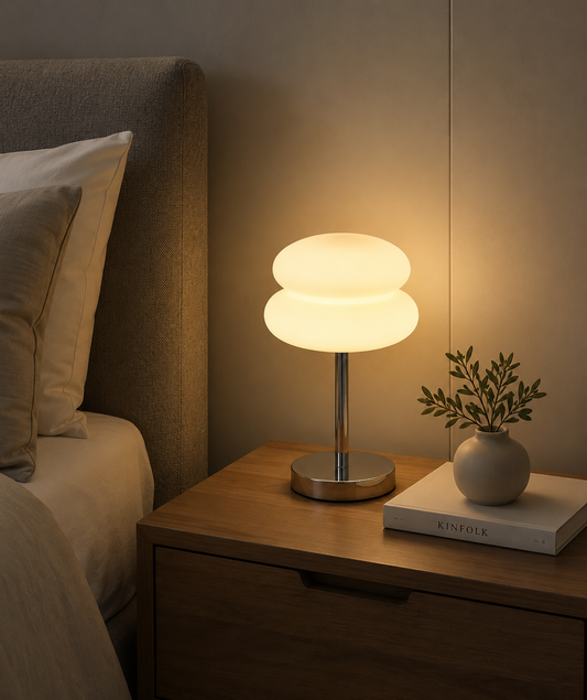 Table Lamp Bedside Lamp Luxury Macaron Modern LED Night Light Hotel Bedroom Decor Designer Glass Mushroom Lamp Nordic Minimalist Bedside Table Light Living Room Reading Lamp Ambient Lighting Contemporary
